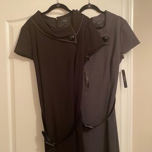 Tahari ASL short sleeve dress- CHARCOAL Grey